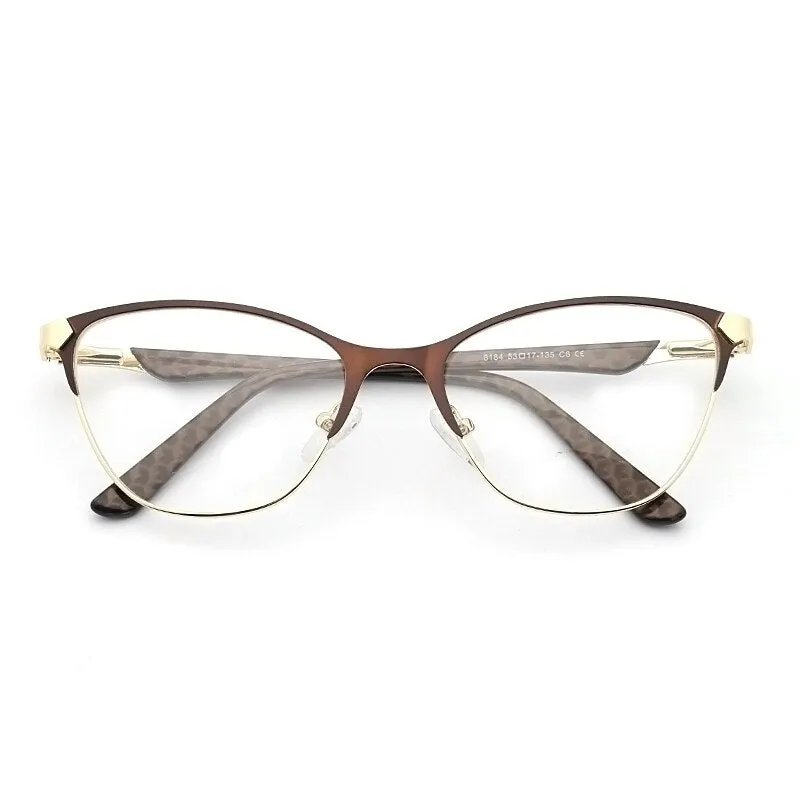 Laoyehui Unisex Eyeglasses Cat Eye Alloy Reading Glasses Blue Brown 8184