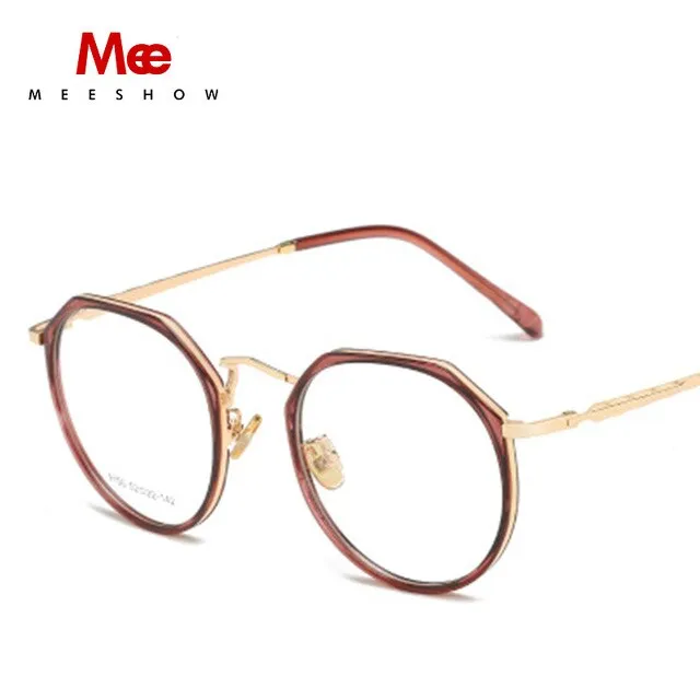 Meeshow Tr90 Women's Eyeglasses Oversize Titanium Alloy Round 9156