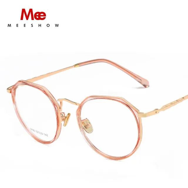 Meeshow Tr90 Women's Eyeglasses Oversize Titanium Alloy Round 9156