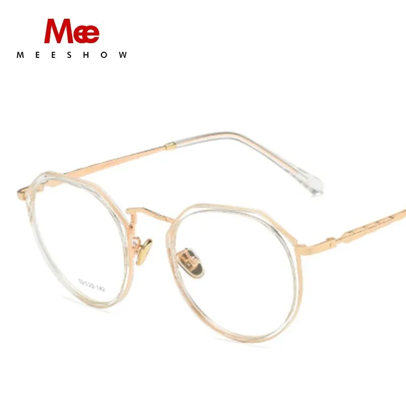 Meeshow Tr90 Women's Eyeglasses Oversize Titanium Alloy Round 9156