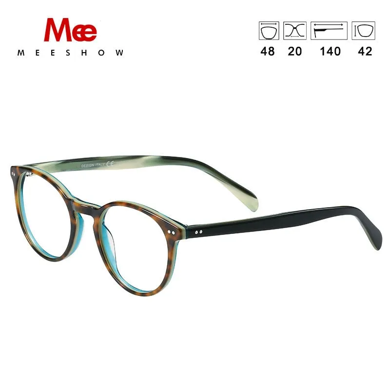 Meeshow Women's Eyeglasses Acetate Round Black Tortoise 1809