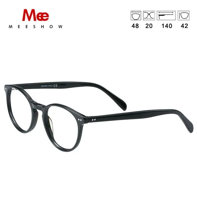 Meeshow Women's Eyeglasses Acetate Round Black Tortoise 1809