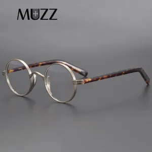 Muzz Men's Full Rim Round Titanium Frame Eyeglasses 10118