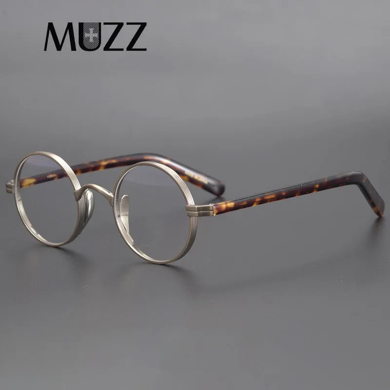 Muzz Men's Full Rim Round Titanium Frame Eyeglasses 10118