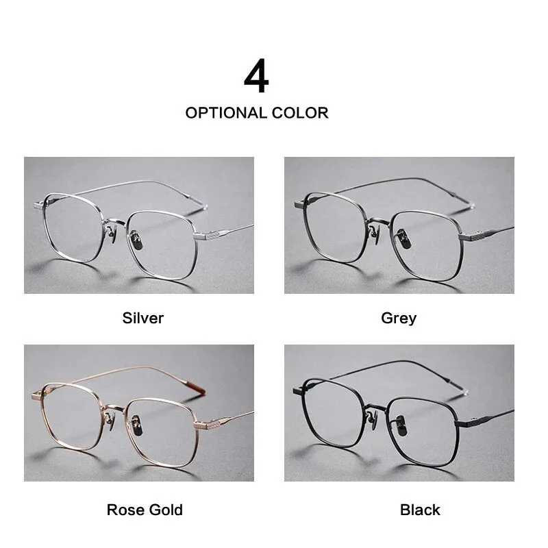 Mens Lightweight Titanium Square Eyeglasses - Modern Design