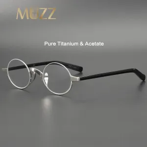 Muzz Men's Semi Rim Round Titanium Frame Eyeglasses M70703