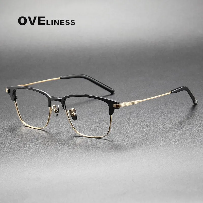 Oveliness Unisex Full Rim Square Acetate Titanium Eyeglasses 936