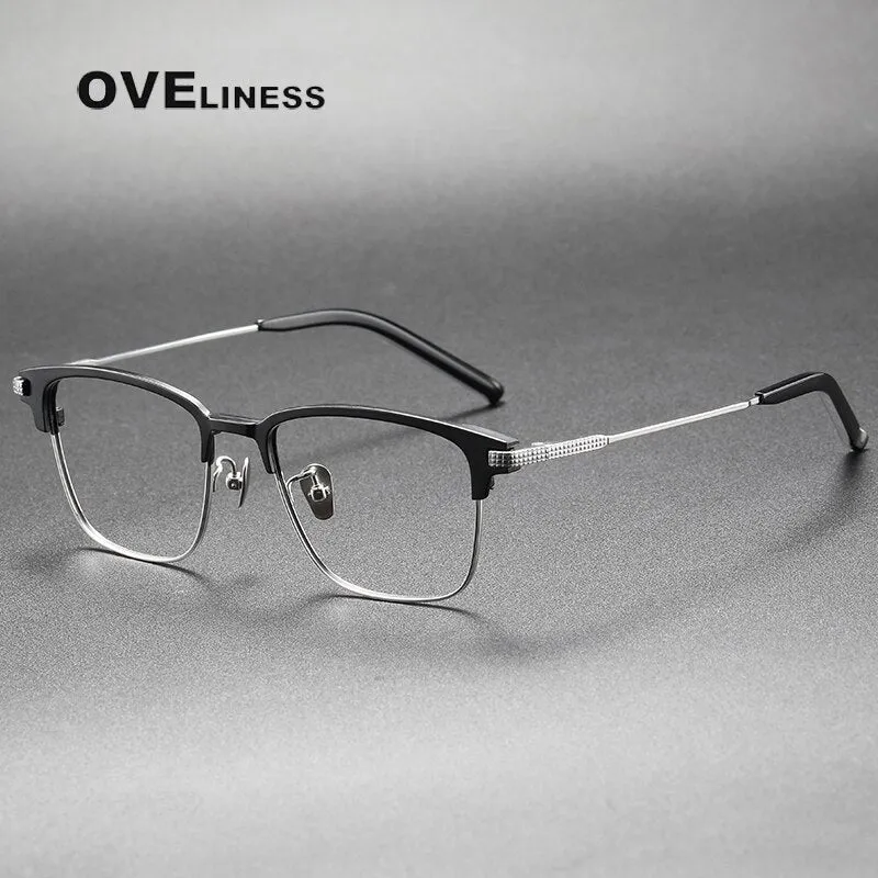 Oveliness Unisex Full Rim Square Acetate Titanium Eyeglasses 936