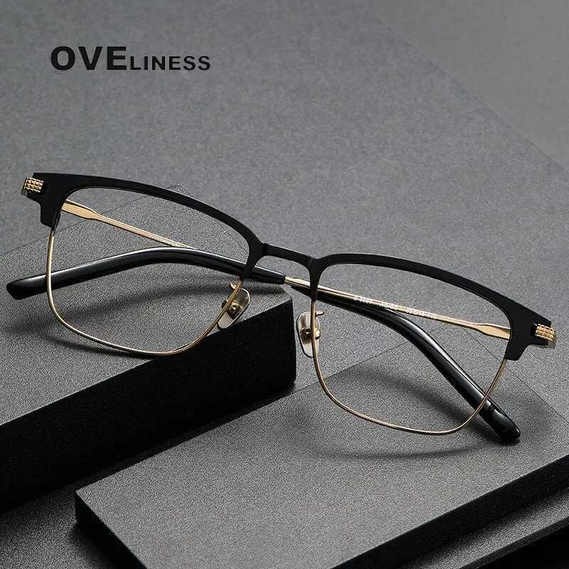 Oveliness Unisex Full Rim Square Acetate Titanium Eyeglasses 936