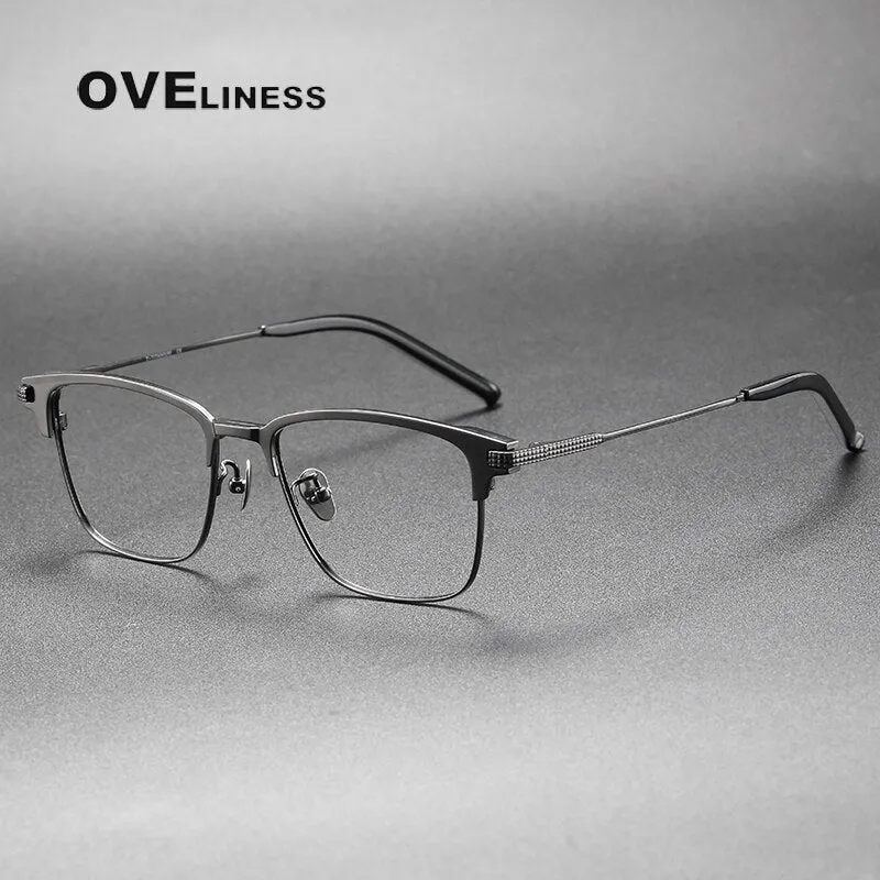 Oveliness Unisex Full Rim Square Acetate Titanium Eyeglasses 936