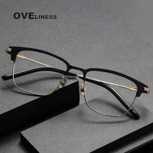 Oveliness Unisex Full Rim Square Acetate Titanium Eyeglasses 936