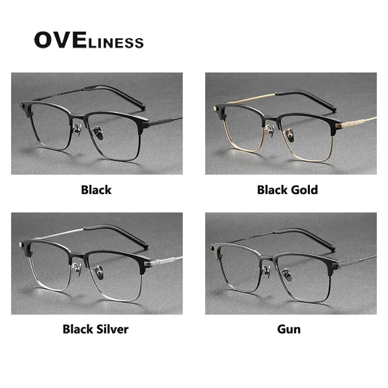 Oveliness Unisex Full Rim Square Acetate Titanium Eyeglasses 936