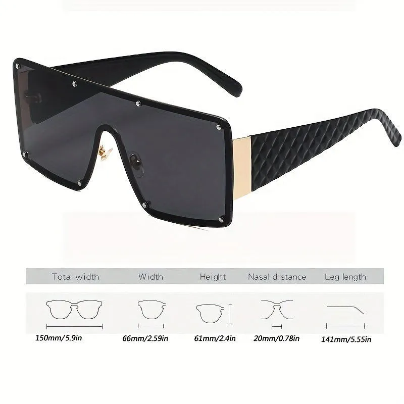 Oversized Rivet One-piece Frame Gradient Sunglasses