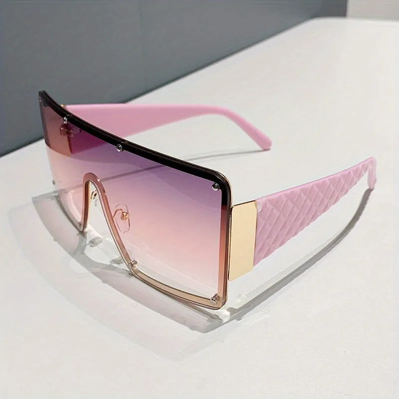 Oversized Rivet One-piece Frame Gradient Sunglasses