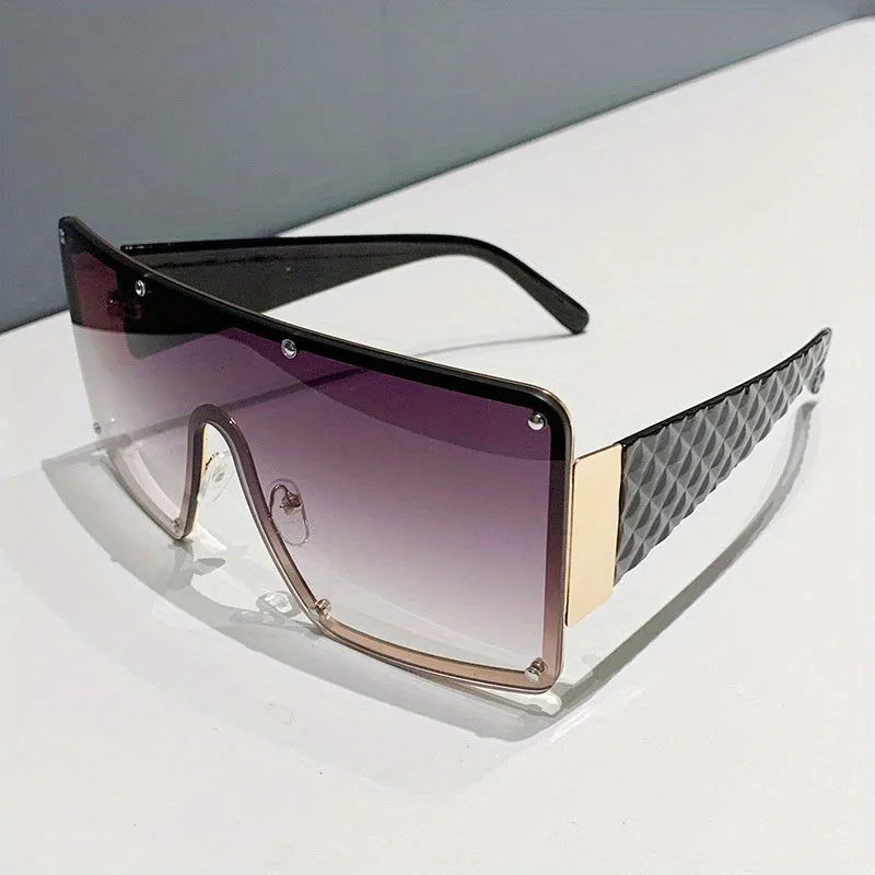 Oversized Rivet One-piece Frame Gradient Sunglasses