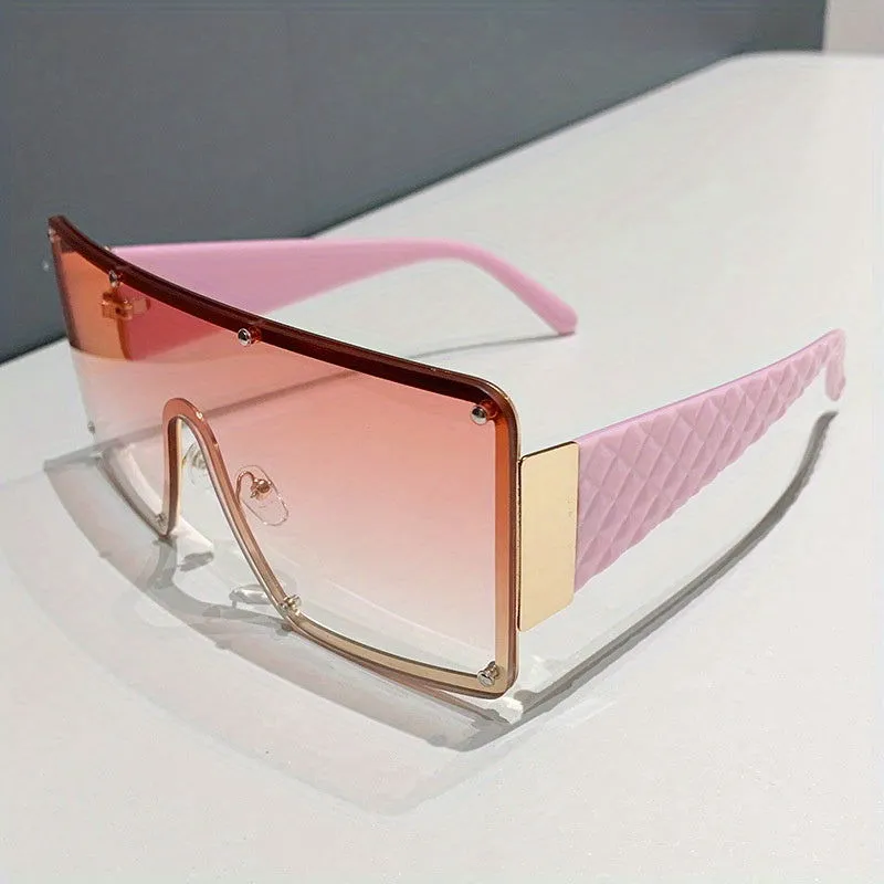 Oversized Rivet One-piece Frame Gradient Sunglasses