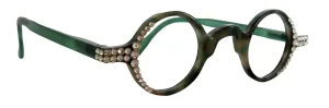 Picasso, (Bling) Women Reading Glasses W (Clear) Genuine European Crystals, Round Circle (Green) Tortoiseshell NY Fifth Avenue