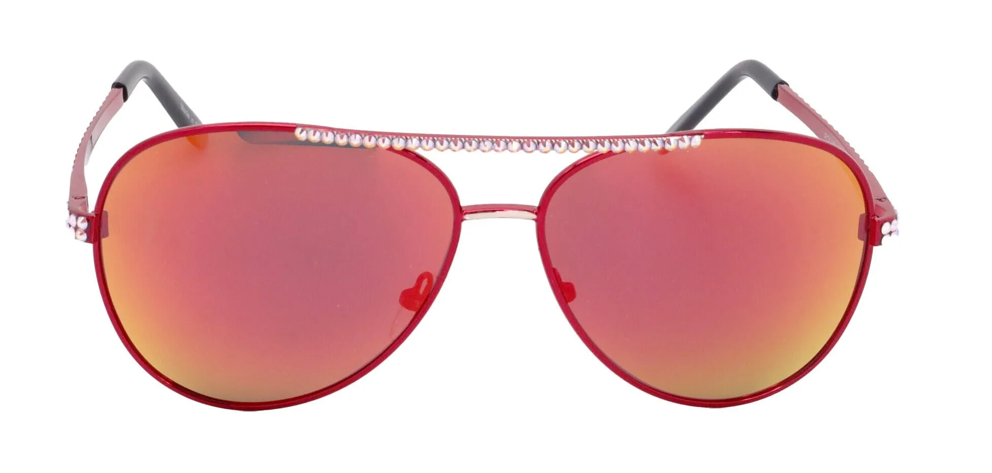 Piloto Bling Aviator Polarized Women Sunglasses  W Genuine European Crystals, (Red) 100% UV Protection. NY Fifth Avenue