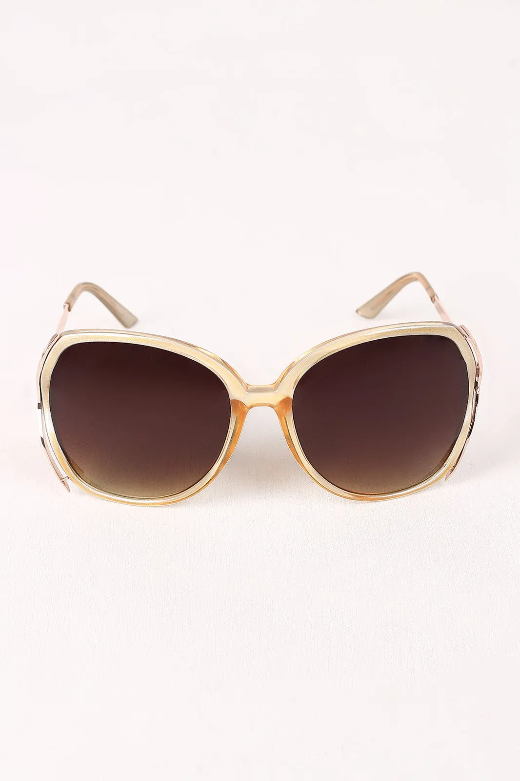 Plastic Frame Gradient Tint Oval Sunglasses