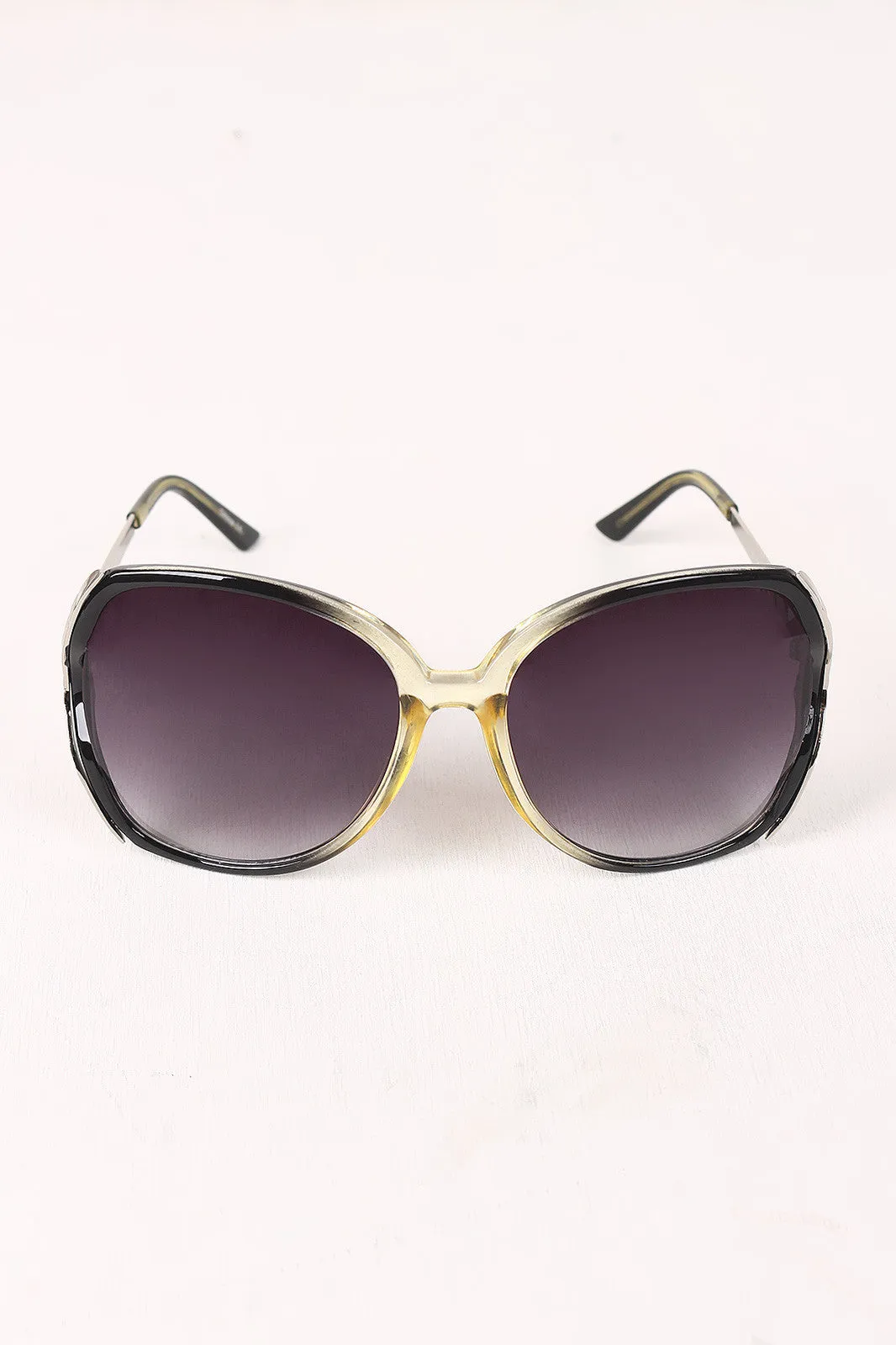 Plastic Frame Gradient Tint Oval Sunglasses