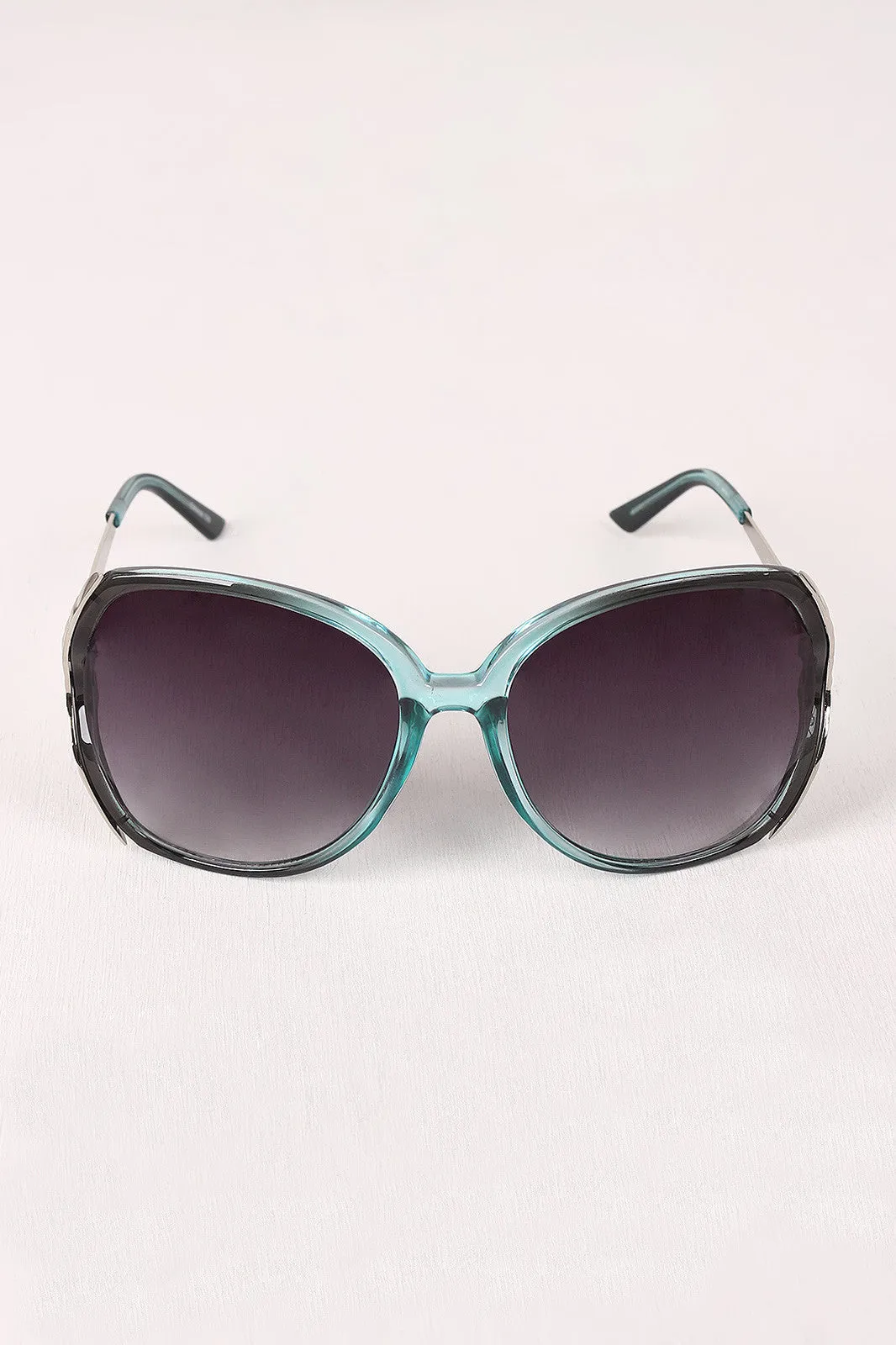 Plastic Frame Gradient Tint Oval Sunglasses