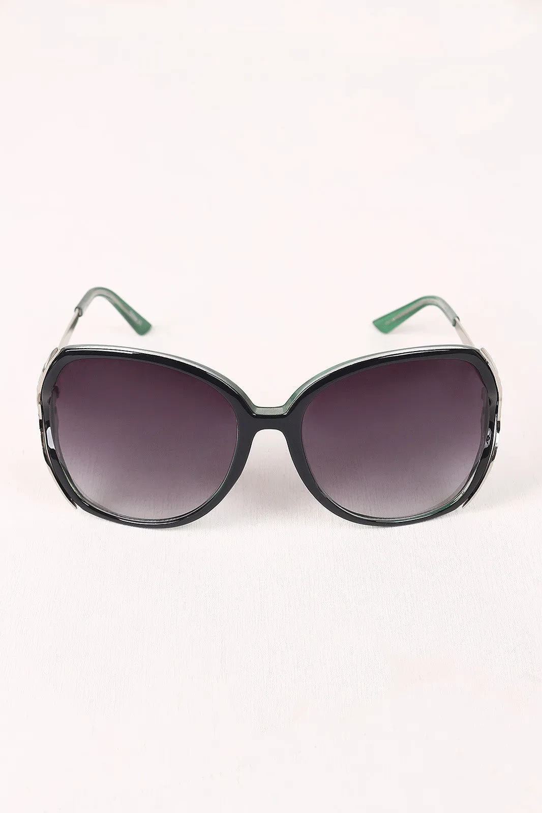 Plastic Frame Gradient Tint Oval Sunglasses