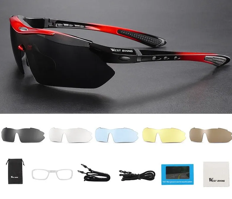 Polarized Cycling Glasses 5 Lens Men Women Sports Sunglasses Road MTB Mountain Bike Bicycle Riding Goggles Eyewear