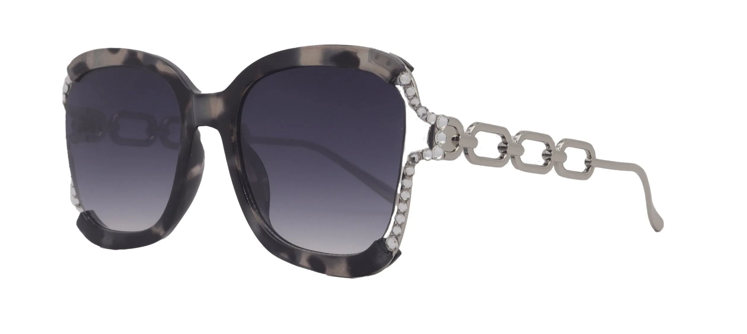 Poppy Glamorous Bling Square Women Sunglasses  W Clear  Genuine European Crystals, 100% UV Protection. NY Fifth Avenue