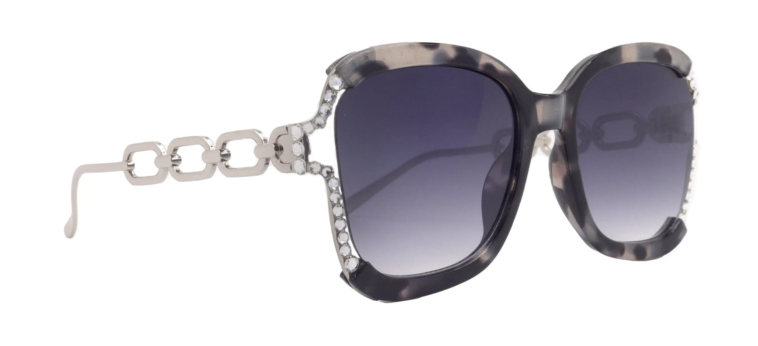 Poppy Glamorous Bling Square Women Sunglasses  W Clear  Genuine European Crystals, 100% UV Protection. NY Fifth Avenue