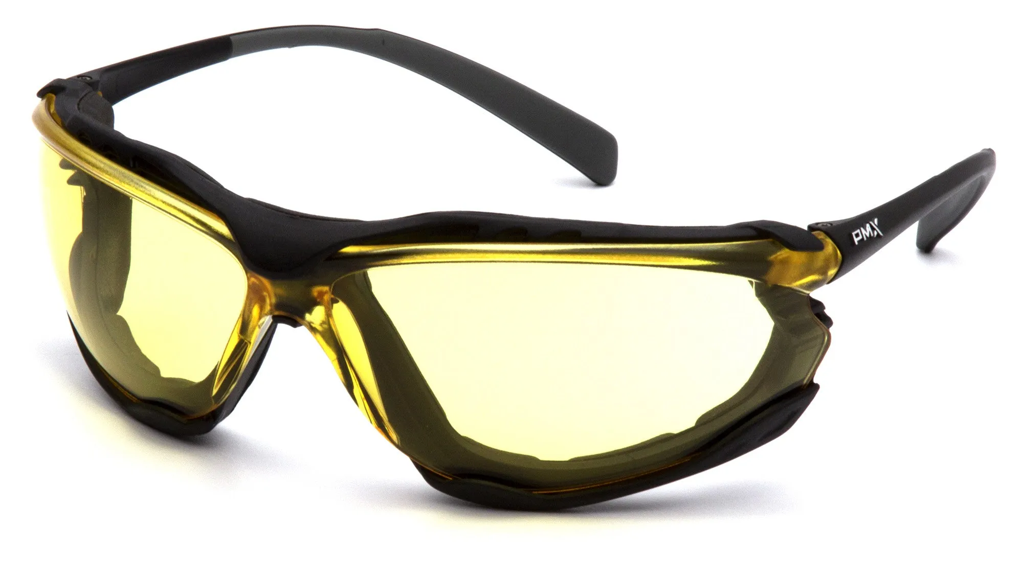 Pyramex SB9330ST  Black Safety Glasses W/ Amber H2X Anti-Fog Lens (12 each)