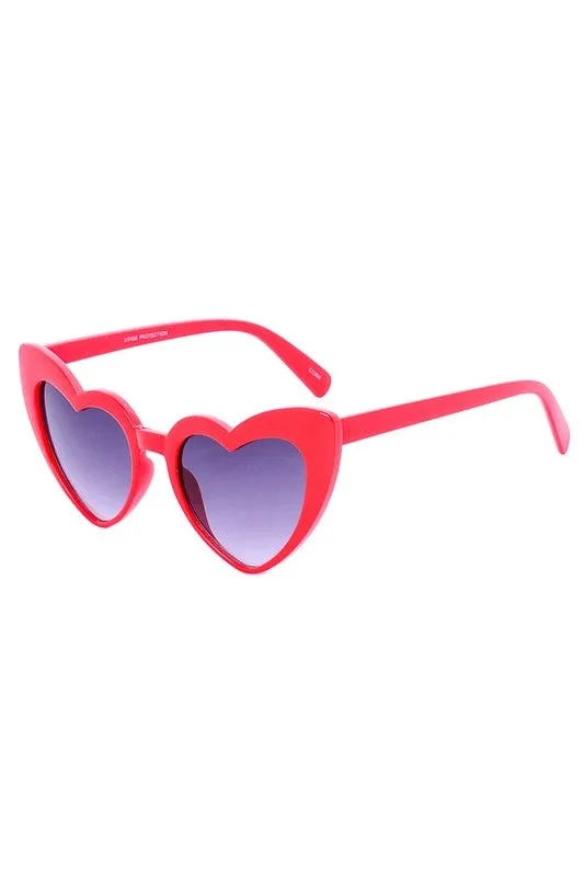 Red Angular Heart Cat-Eye Sunglasses