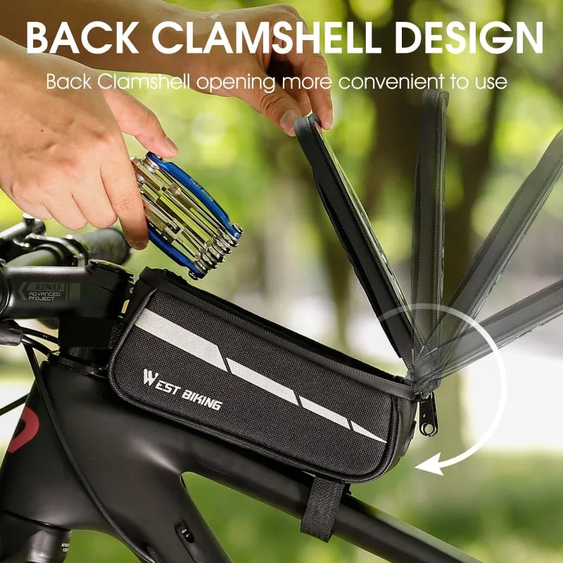 Reflective Bicycle Bag Frame Front Tube Bag Touchscreen Cell Phone Holder Case Cycling Bag MTB Road Bike Accessories