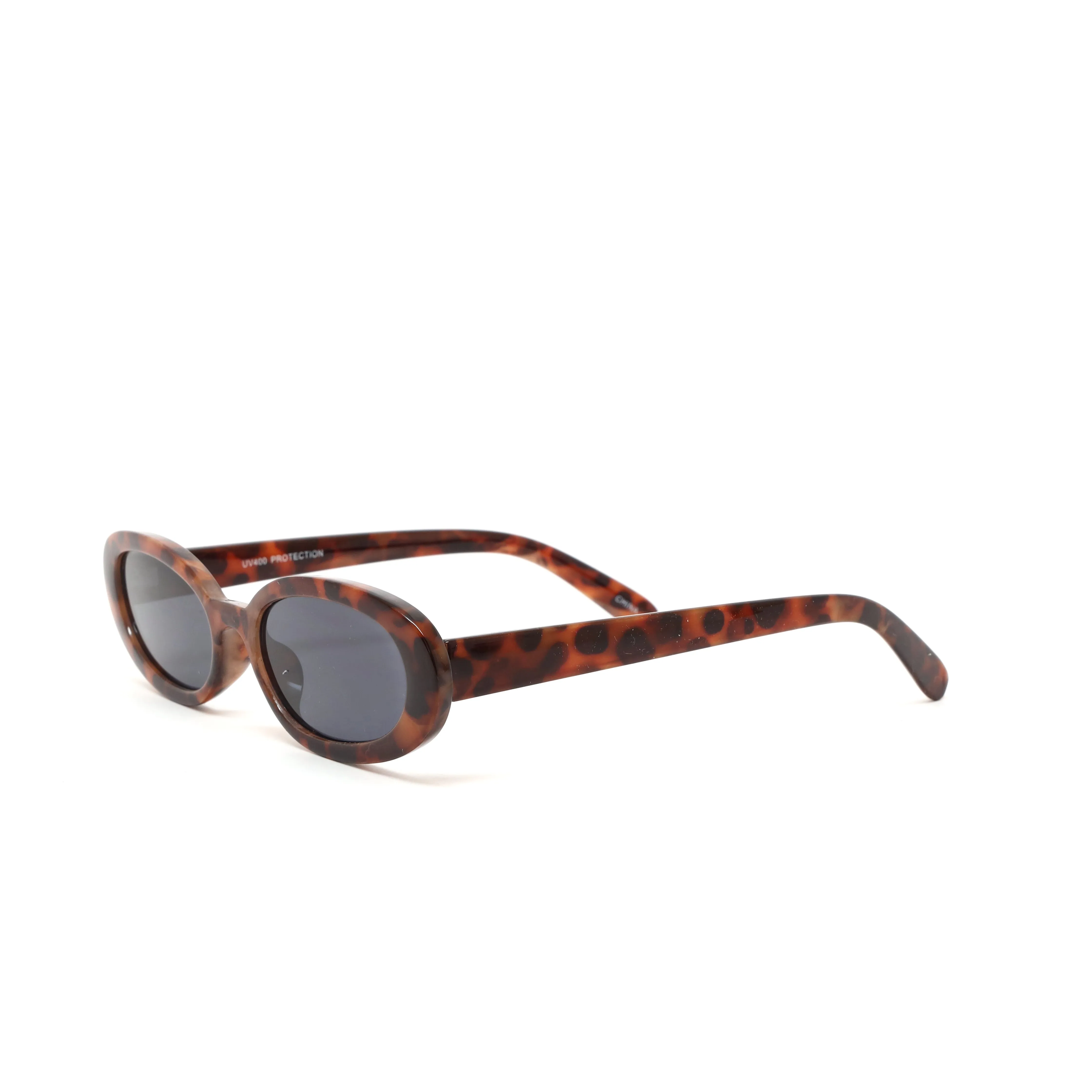 Retro Modern Standard Oval Frame Sunglasses - Tortoise