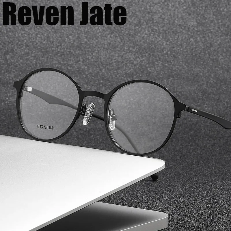 Reven Jate Unisex Full Rim Round Titanium Eyeglasses P8821