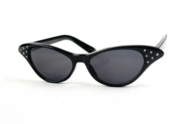 Rhinestone Cat Eye Sunglasses in Black