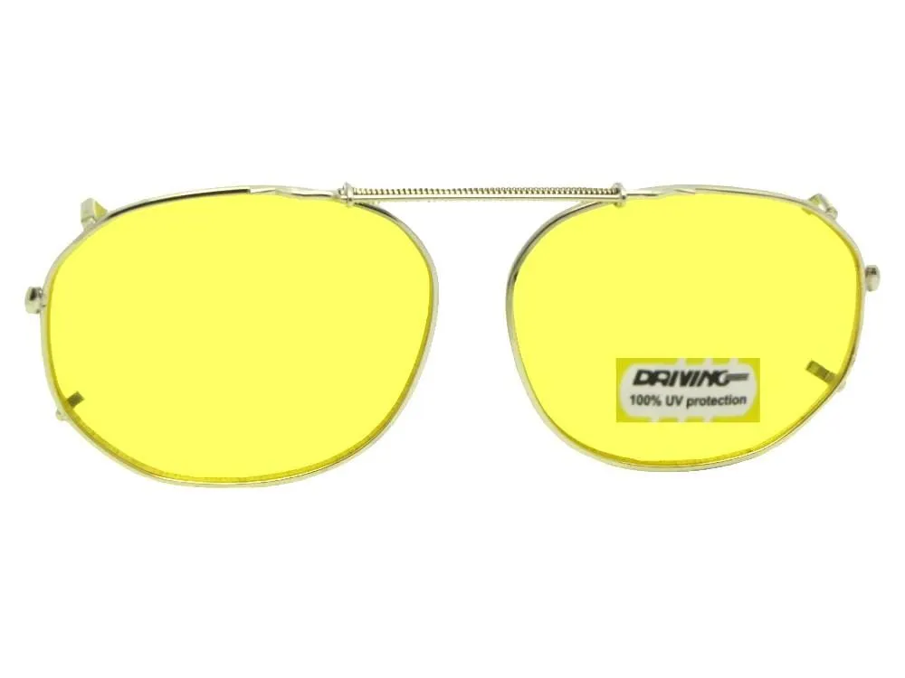 Round Square Shape Yellow Lens Clip-on Sunglasses