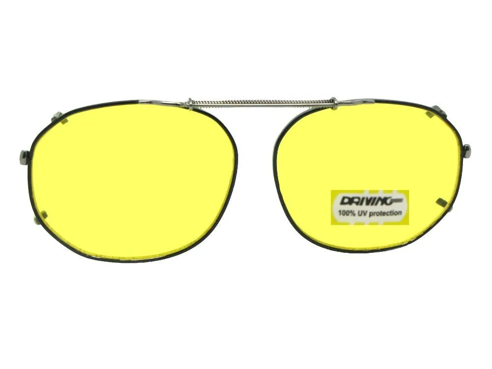 Round Square Shape Yellow Lens Clip-on Sunglasses