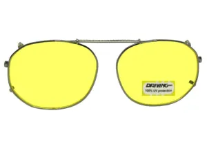 Round Square Shape Yellow Lens Clip-on Sunglasses