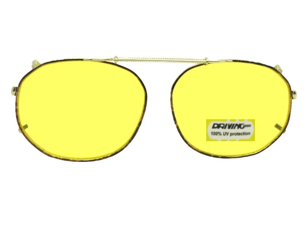 Round Square Shape Yellow Lens Clip-on Sunglasses