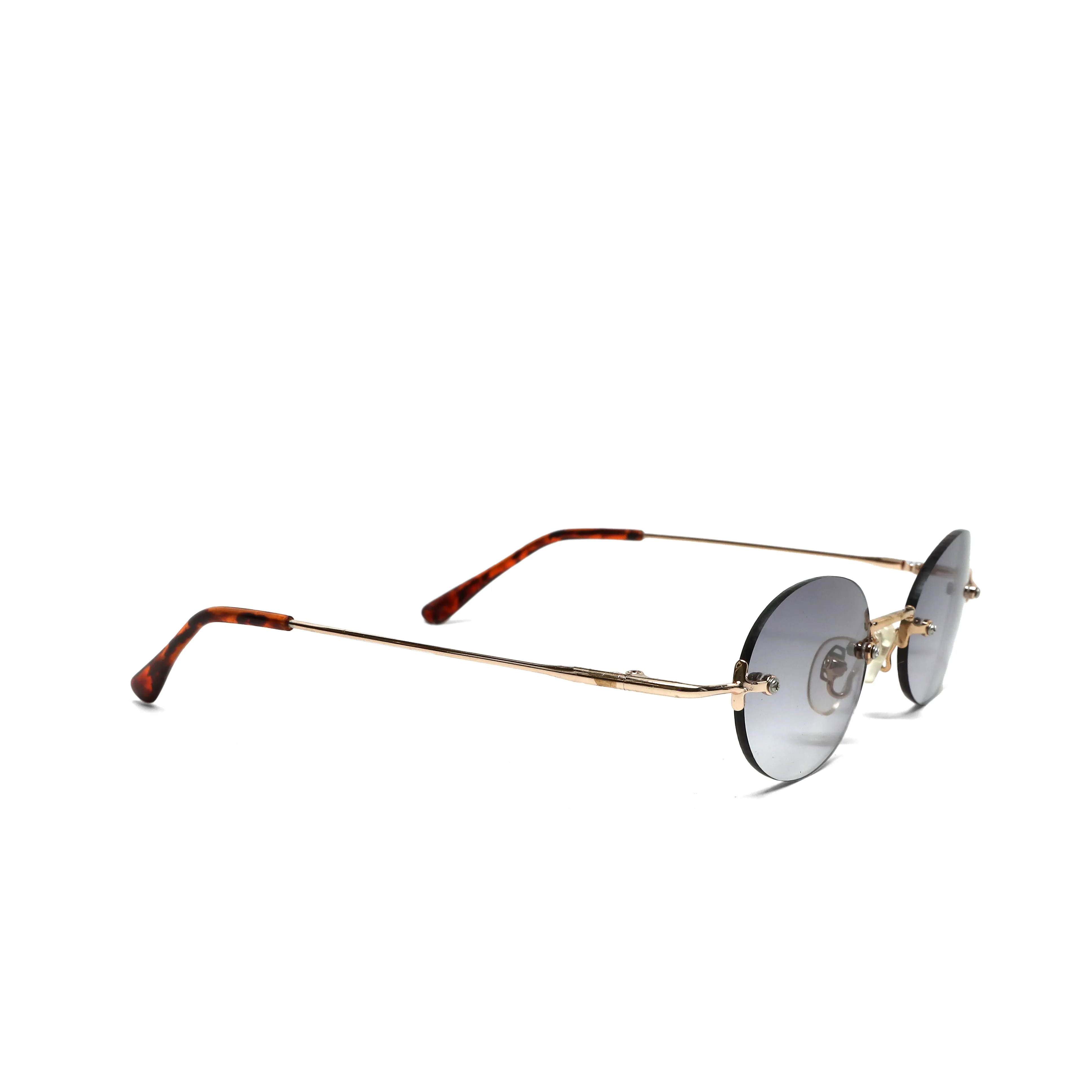 //Style 92// Vintage Small Size 1998 Rimless Oval Sunglasses - Gold