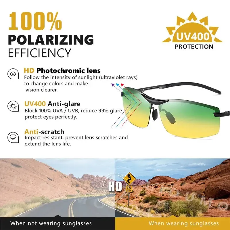 SunRay™ Day-Night Photochromic Polarized Driving Sunglasses - NH2