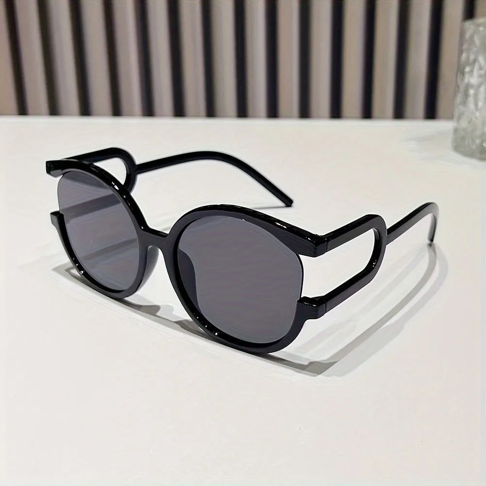 Touch of Edginess Semi Rimless Oversize Cat Eye Sunglasses