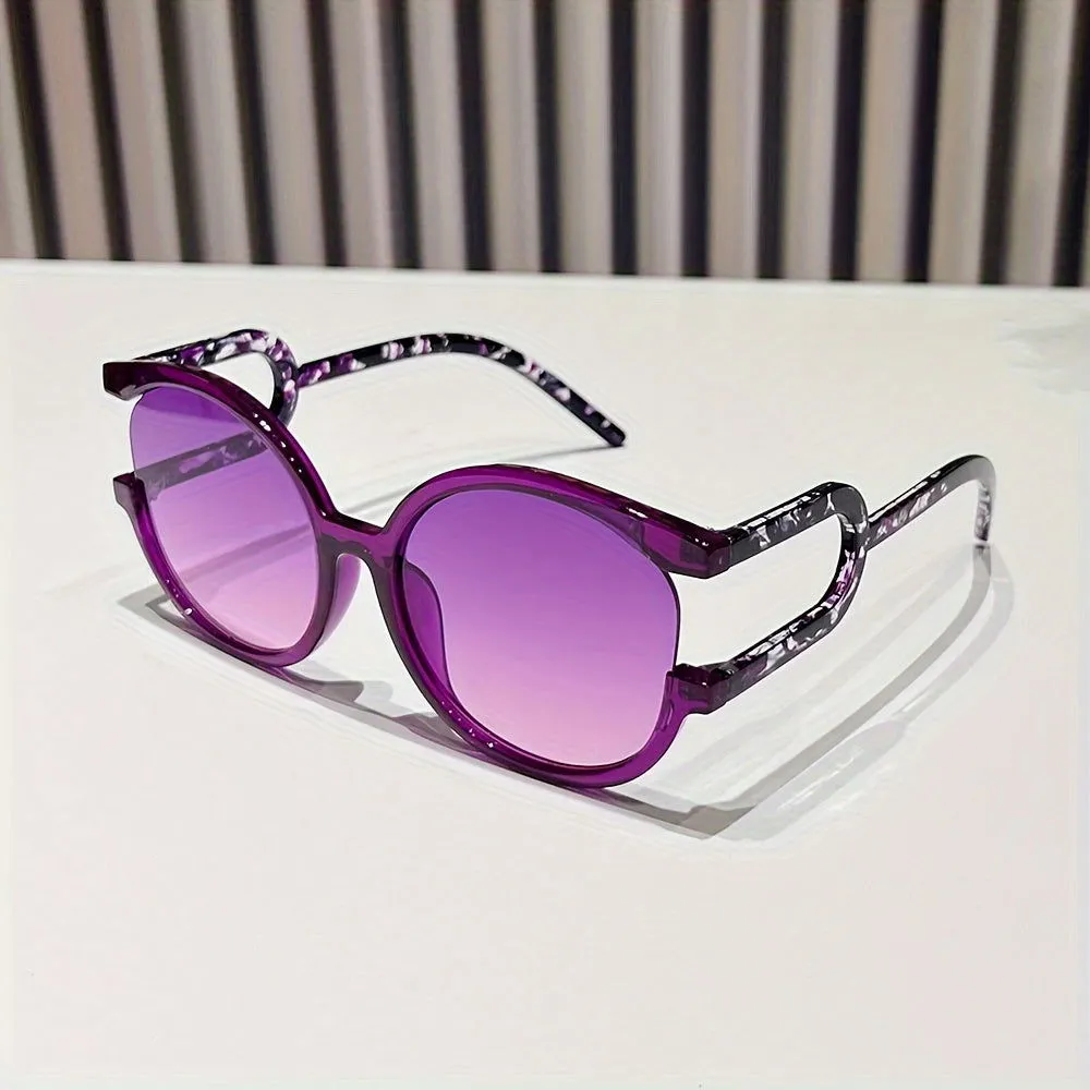 Touch of Edginess Semi Rimless Oversize Cat Eye Sunglasses