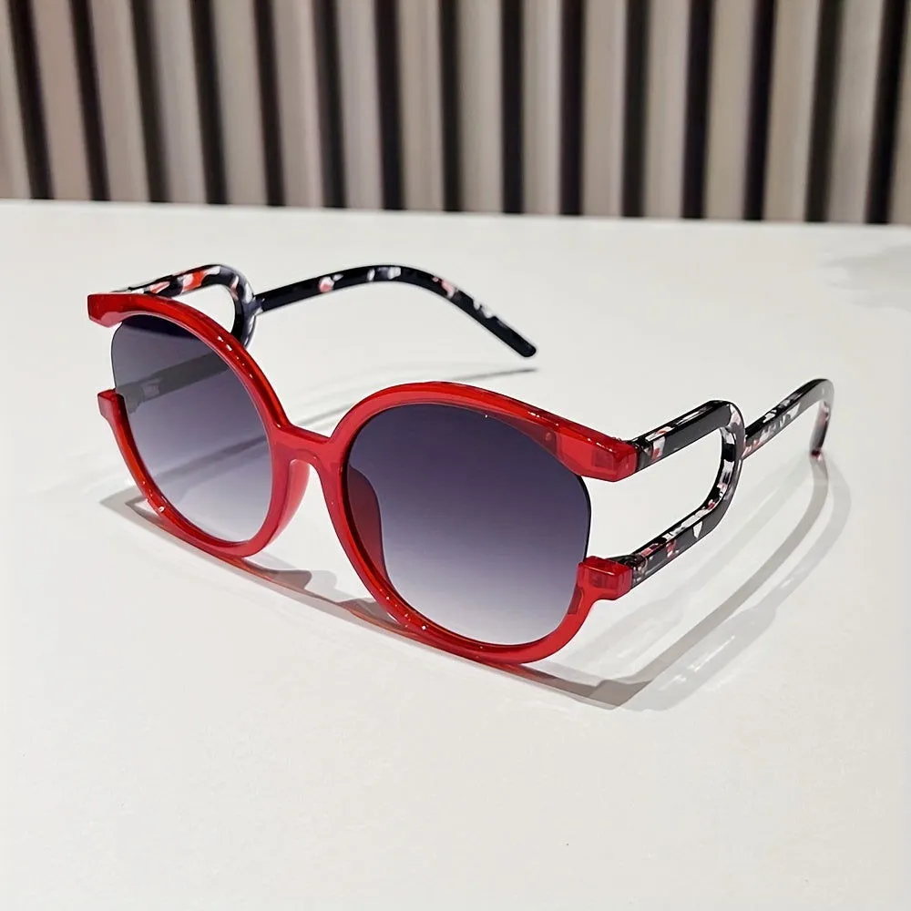 Touch of Edginess Semi Rimless Oversize Cat Eye Sunglasses