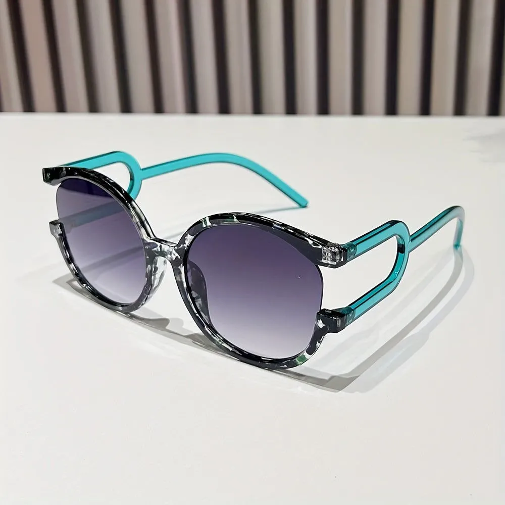 Touch of Edginess Semi Rimless Oversize Cat Eye Sunglasses