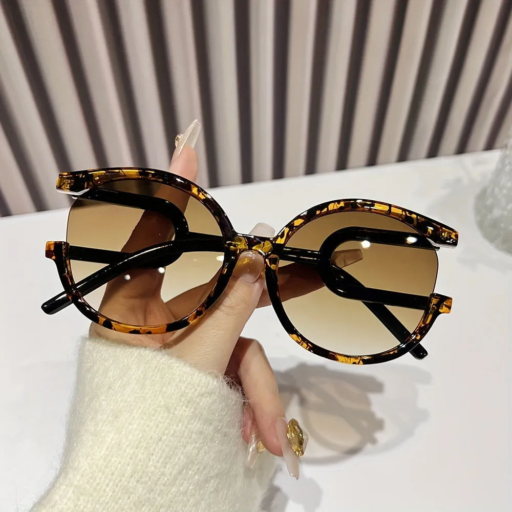 Touch of Edginess Semi Rimless Oversize Cat Eye Sunglasses