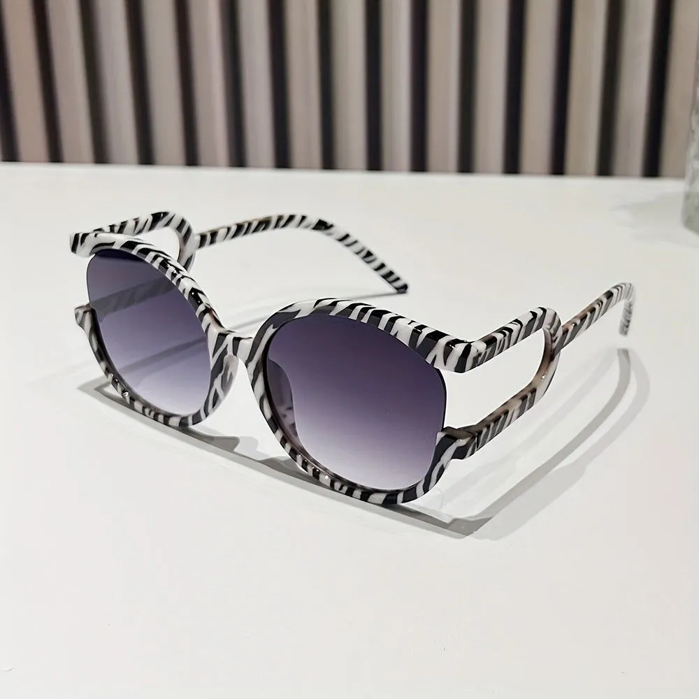 Touch of Edginess Semi Rimless Oversize Cat Eye Sunglasses