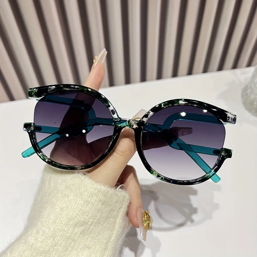 Touch of Edginess Semi Rimless Oversize Cat Eye Sunglasses