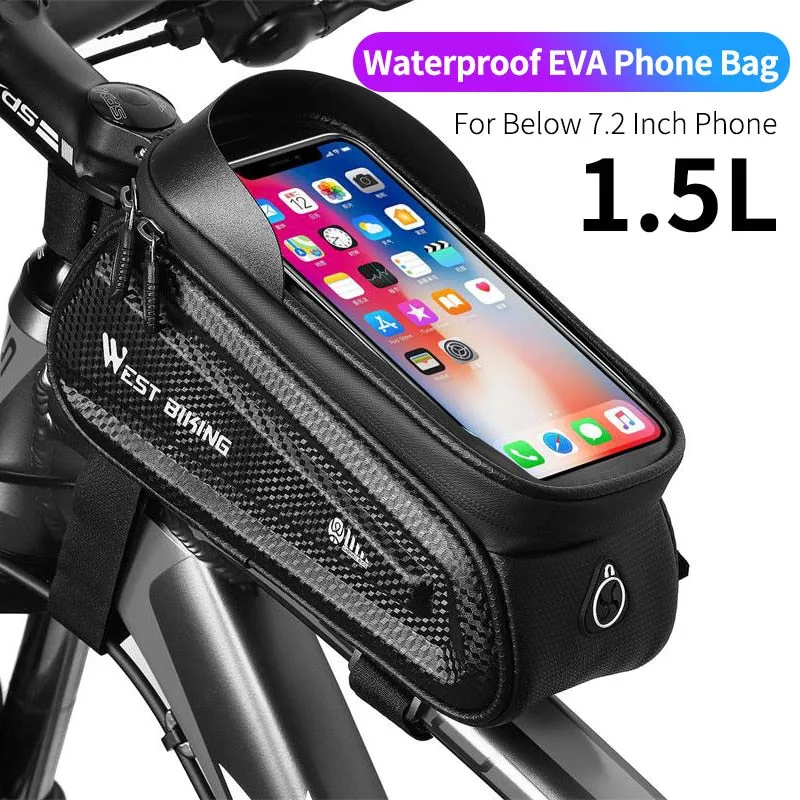 Waterproof Bicycle Bag Frame Front Tube Bag Touchscreen Cell Phone Holder Case Cycling Bag MTB Road Bike Accessories