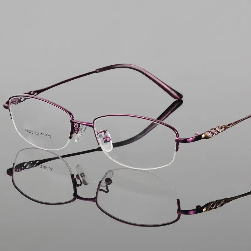 Women's Half Frame Eyeglasses Alloy Frame Sf6020